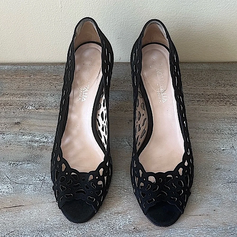 Aquatalia Suede Open Toe Heels Size 7.5